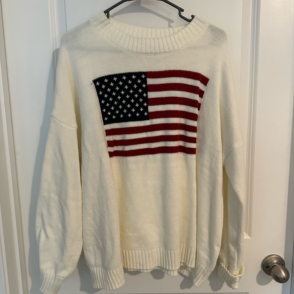 SHEIN Cream Sweater with Flag Design